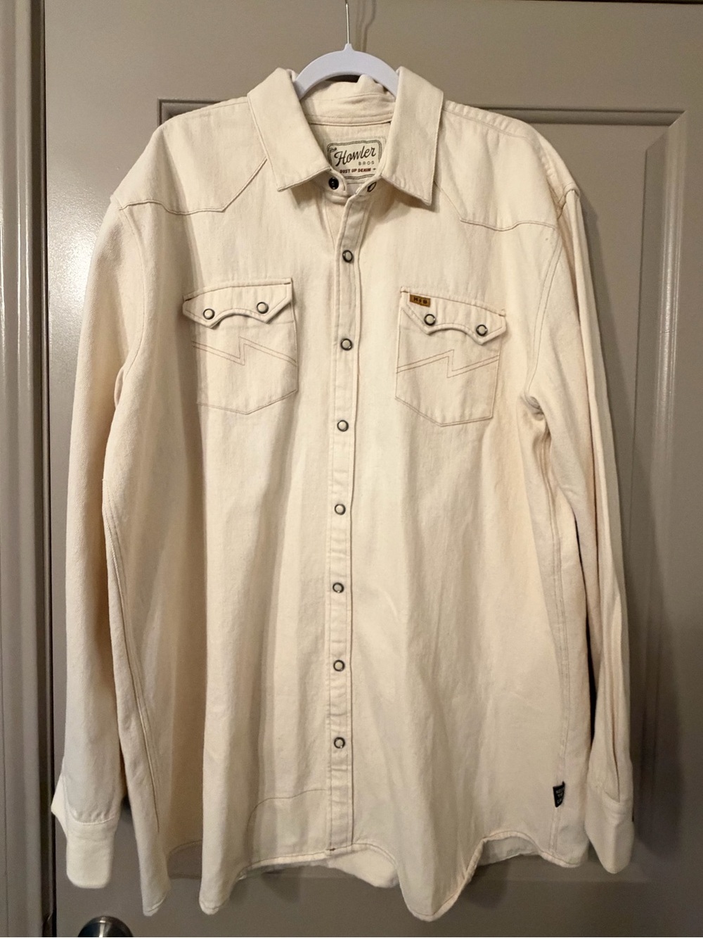 Howler Brothers Cream Long-Sleeve Button-Down Western Shirt